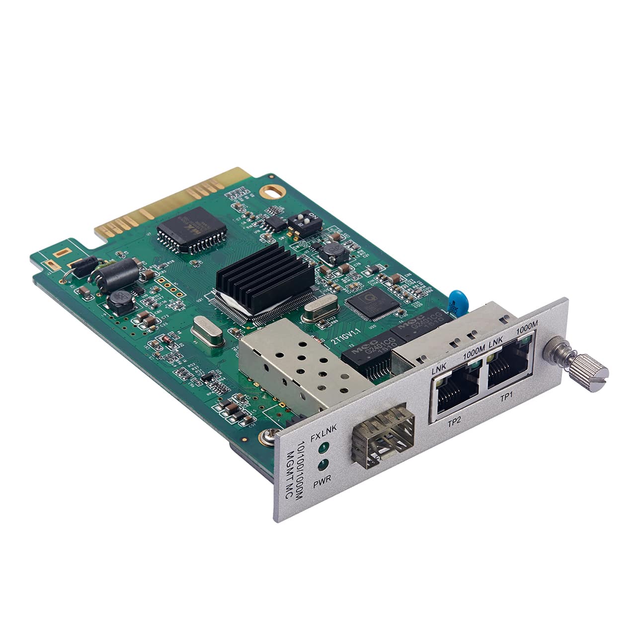 The thumbnail of 2-Port 10/100/1000Base-TX to 1000Base-FX Managed GbE Media Converter Card