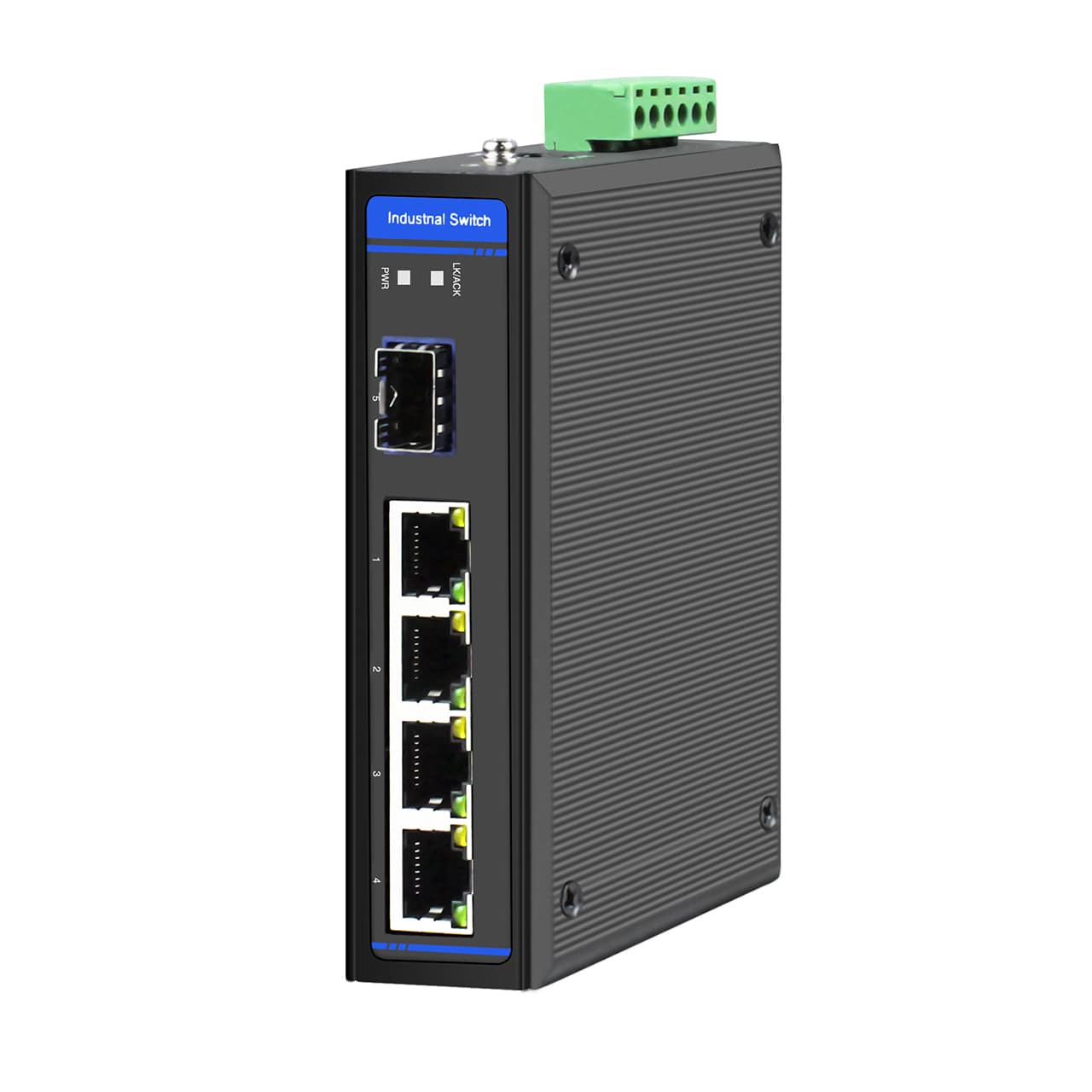 Industrial Ethernet Switch with Fiber 4x10/100/1000Base-TX + 1x100/1000Base-FX SFP