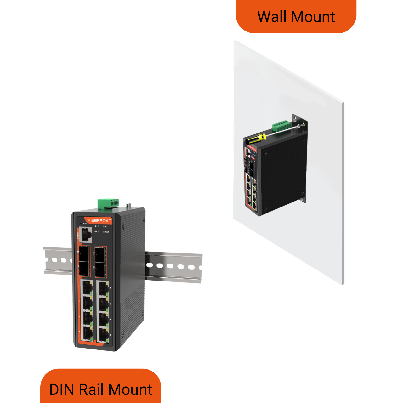 8 Port Managed Industrial 24v PoE Switch | Fiberroad